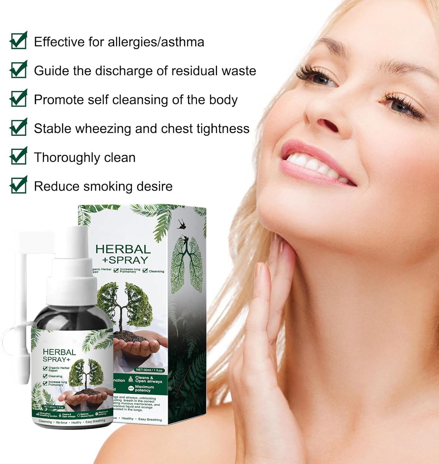 Herbal Lung Cleansing Spray for Smokers - Organic Respiratory Support (1 Piece)