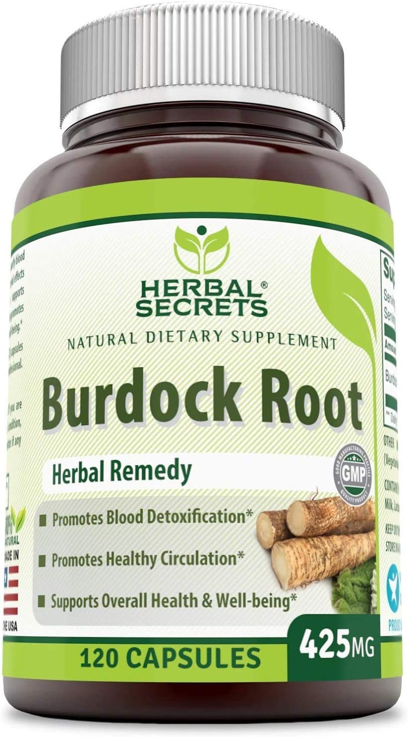 Herbal Secrets Burdock Root Capsules 425mg (Non-GMO) - 240 Count - Pack of 2