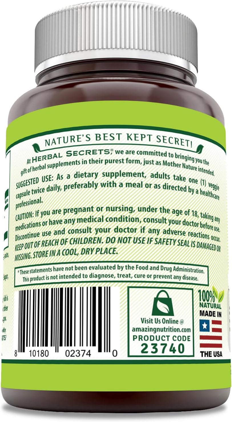 Herbal Secrets Ginger Root Supplement 550mg, 250 Veggie Capsules - Non-GMO & Gluten Free - Made in USA