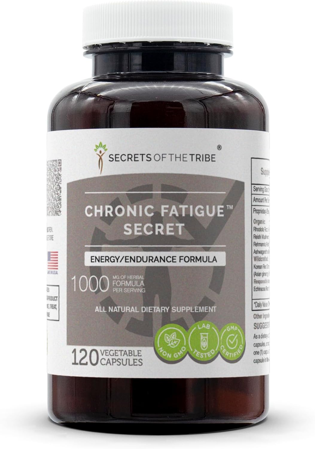 Herbal Supplement Blend for Chronic Fatigue Support - Energy and Endurance Formula by Secrets of the Tribe (120 Capsules)