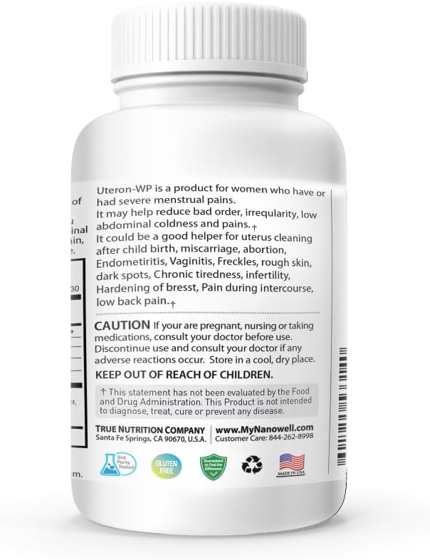 Herbal Uterus Supplement for Women's Health - NANOWELL Uteron WP 90 Capsules, 1 Bottle, 90 Count