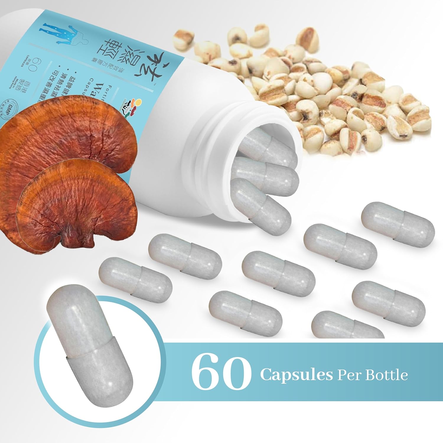 Herbal Water Retention Management Pills for Swollen Legs & Feet, Digestive Support - Spleen & Stomach Wellness - 60 Capsules