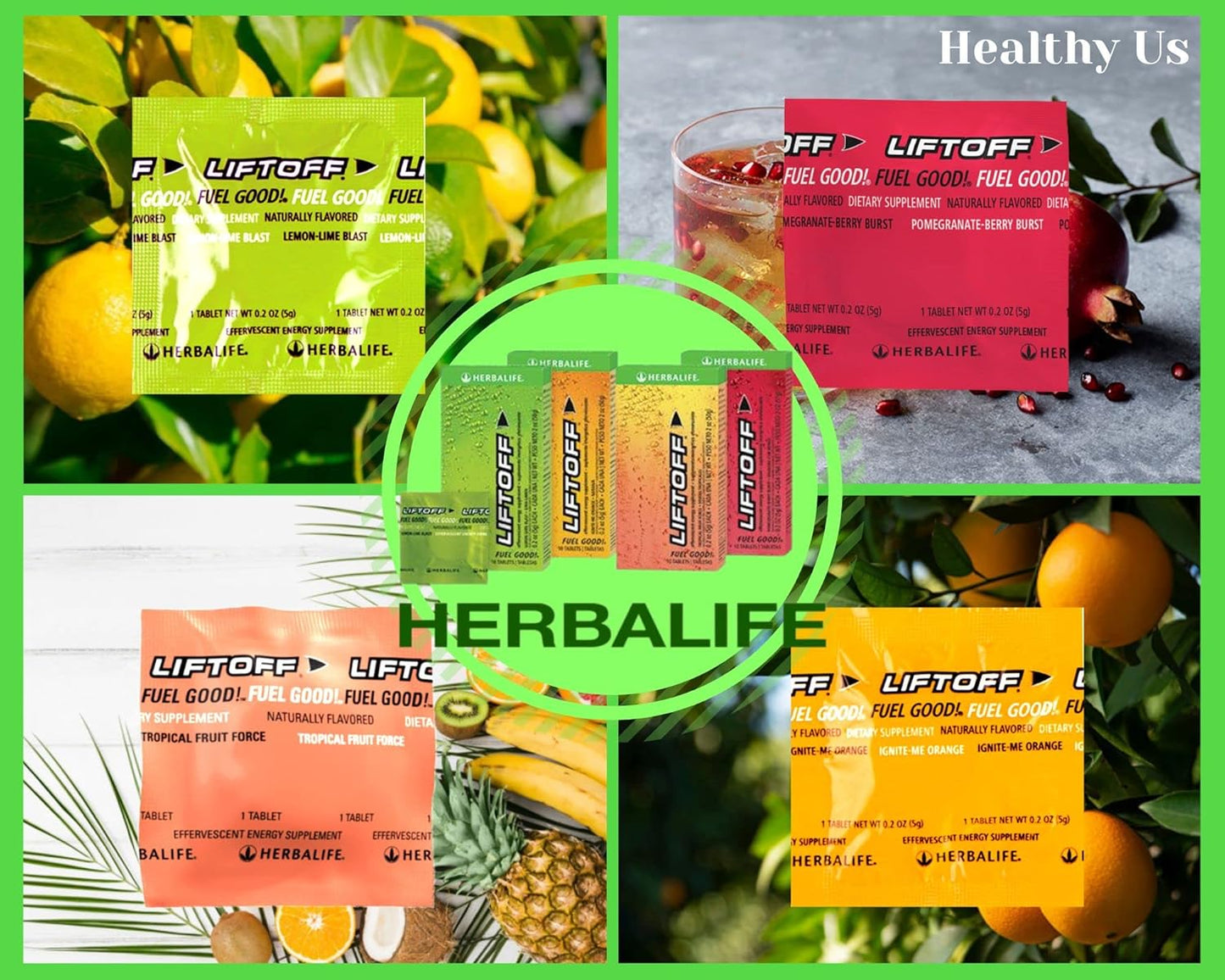Herbalife Liftoff Energy Tablets Combo - Pomegranate-Berry Burst, Ignite-Me Orange, Tropical Fruit Force - 12 tablets each - Natural Flavors