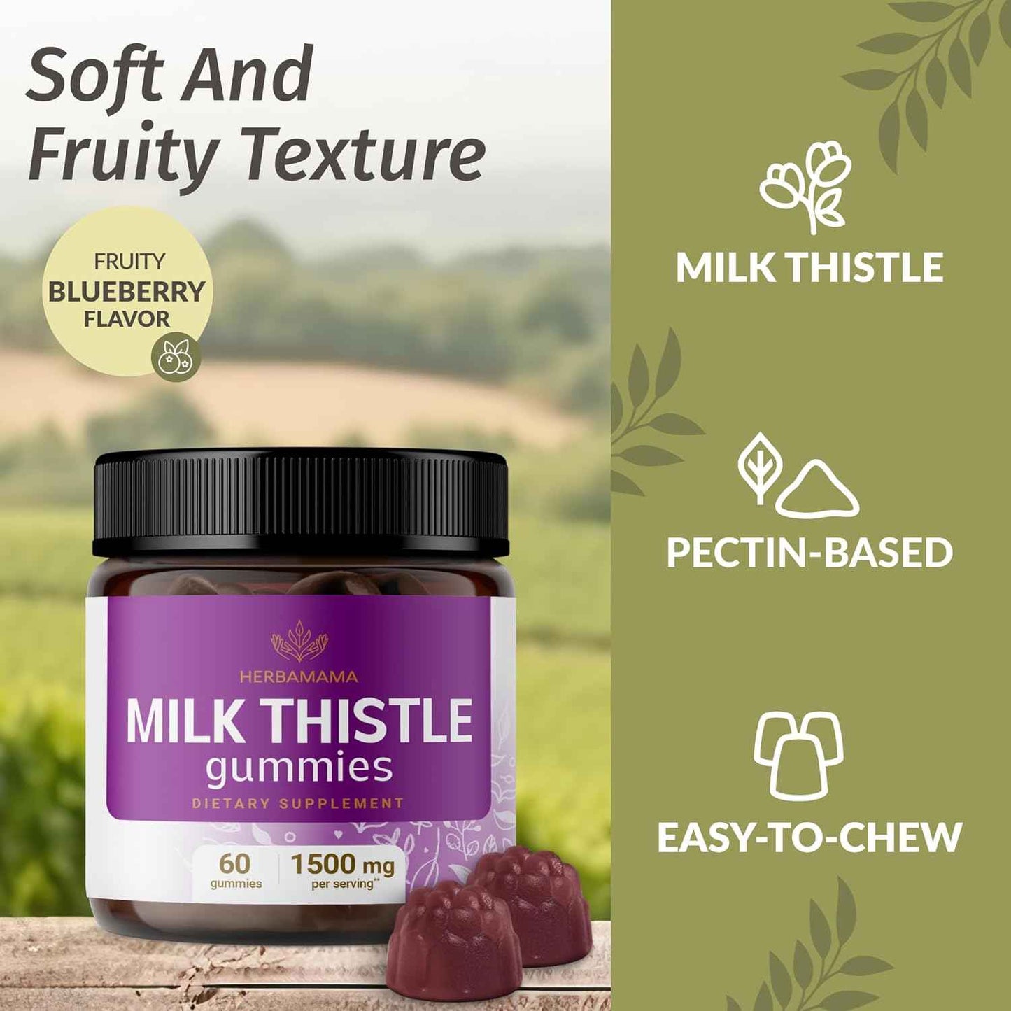 HERBAMAMA Milk Thistle and Liver Support Complex Kit - Bundle of Milk Thistle Gummies & Liver Detox Liquid Complex 4 fl oz - Vegan, Non-GMO, Alcohol-Free - 2 Pack