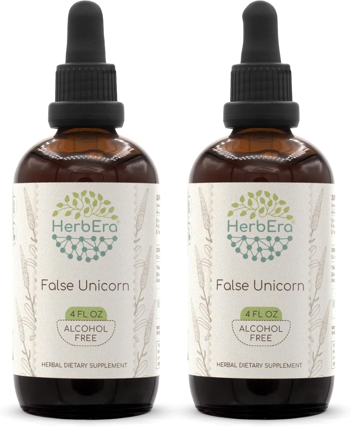 HerbEra False Unicorn B120 Alcohol-Free Herbal Extract Tincture, Concentrated Liquid Drops - Natural Chamaelirium Luteum Dried Root Extract - 2 Bottles of 4 fl oz