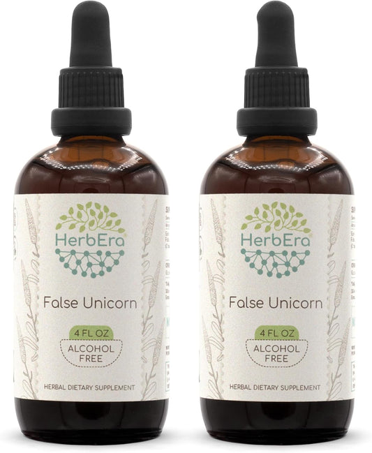 HerbEra False Unicorn B120 Alcohol-Free Herbal Extract Tincture, Concentrated Liquid Drops - Natural Chamaelirium Luteum Dried Root Extract - 2 Bottles of 4 fl oz