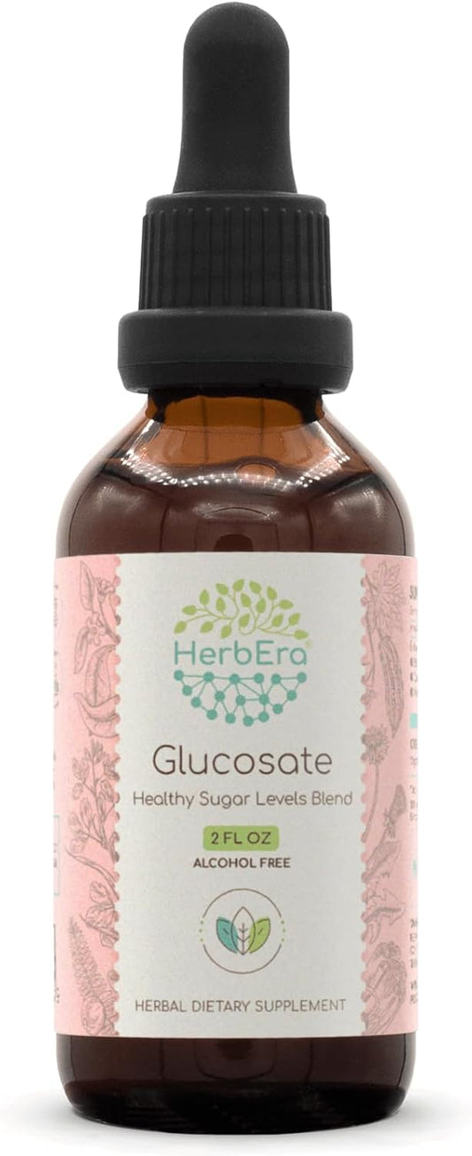 HerbEra Glucosate B60 Alcohol-Free Extract Tincture with Bitter Melon, Cinnamon, Dandelion, Gymnema, Fenugreek, and Amla for Healthy Sugar Levels - 2 Fl Oz