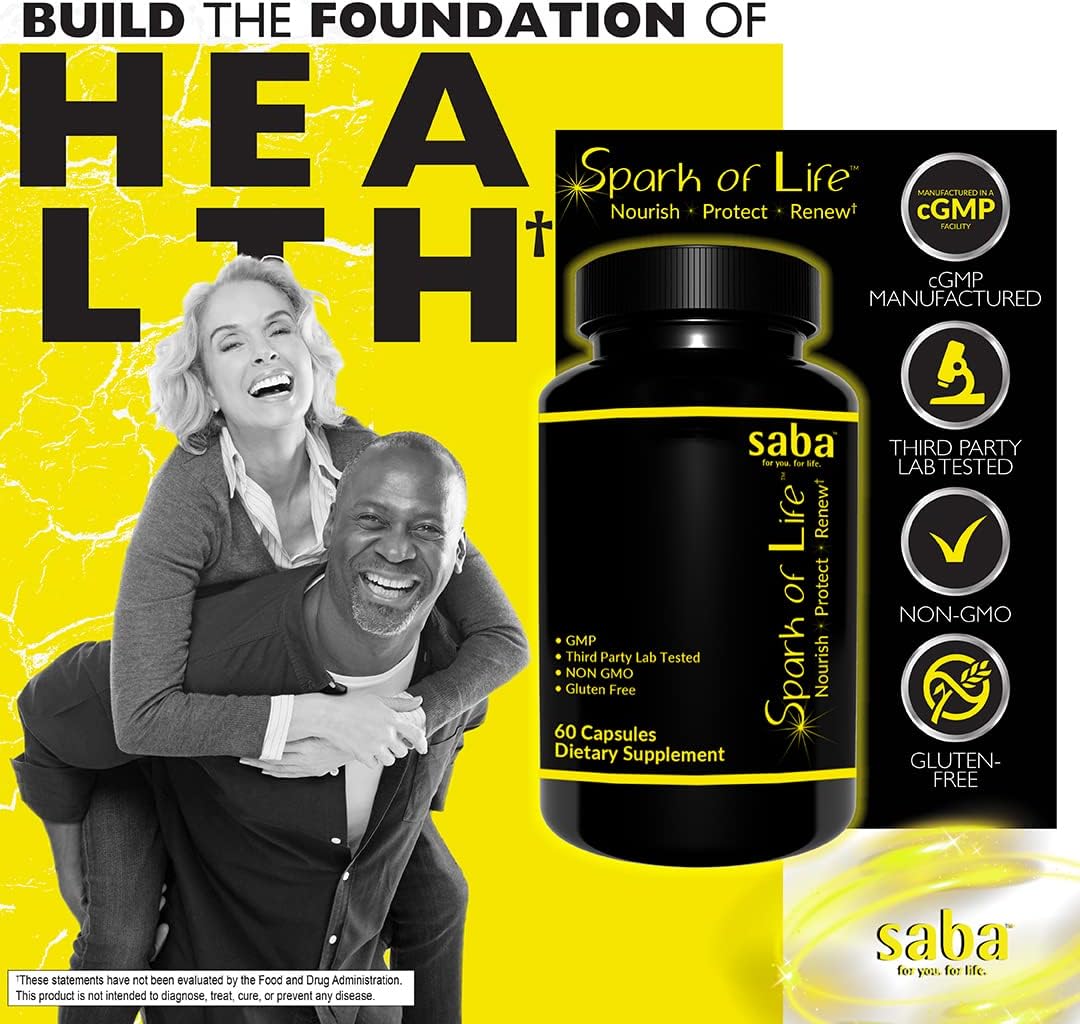 HerbFuse Saba Spark of Life Multivitamin and Mineral Supplement - 60 Capsules - Nourish, Protect, Renew