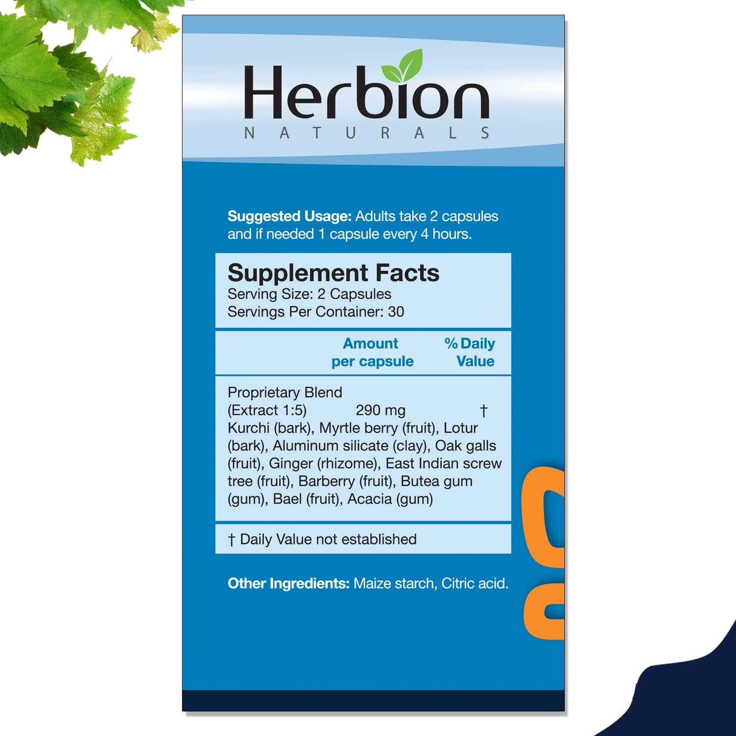 Herbion Naturals Gastrointestinal Support Herbal Blend for Upset Stomach Relief - 120 Vegicaps
