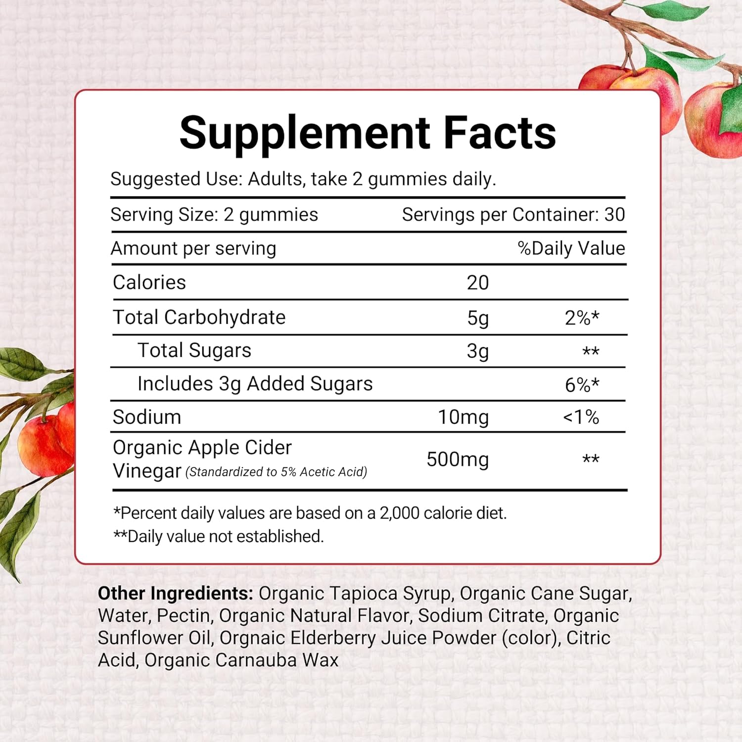 Herbion Naturals Organic Apple Cider Vinegar Gummies with "Mother" - Digestion & Detox Support - Vegan - USA Made - 3 Pack