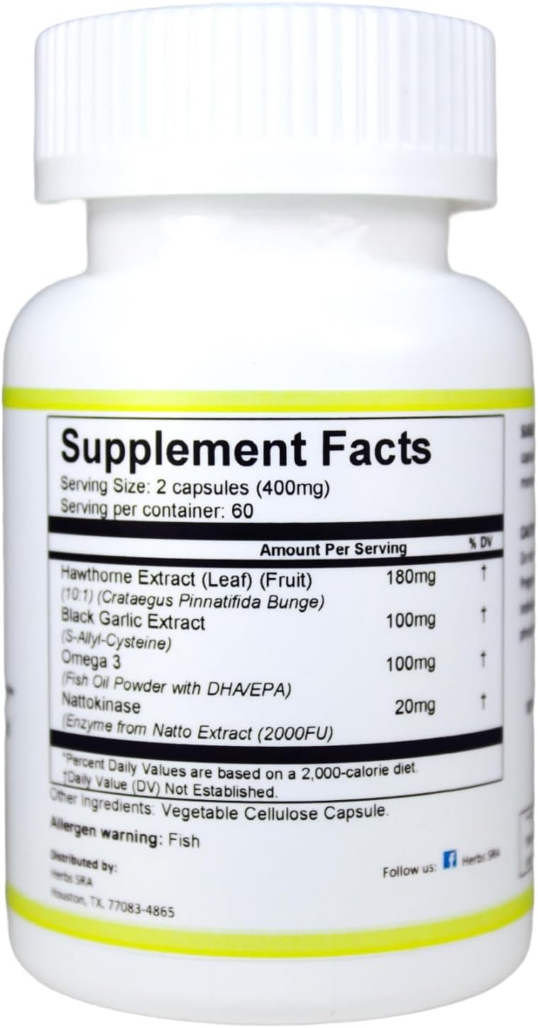 Herbs SRA CARDIOCLEAN - Omega-3 and Black Garlic for Cholesterol & Triglyceride Support