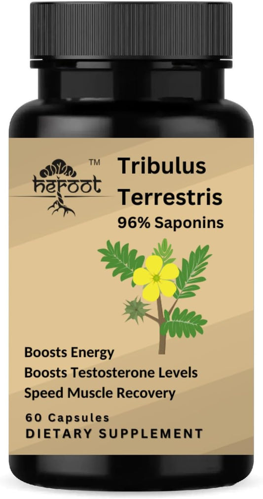 Heroot Tribulus Terrestris Energy Booster Supplement for Men and Women - 60 Capsules for Stamina and Vitality
