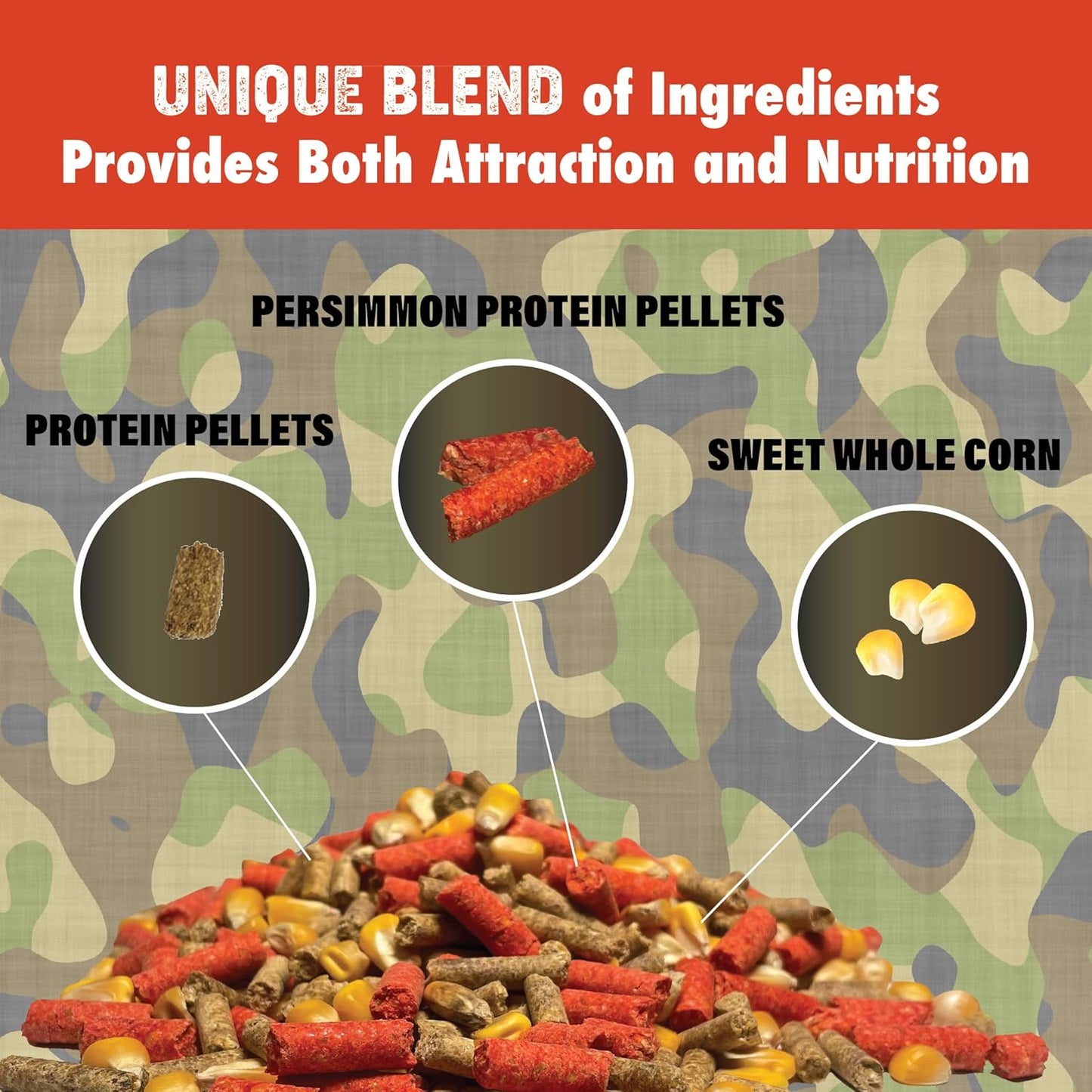 Herron Outdoors 4-4-2 Persimmon Protein Pellets & Whole Corn Deer Attractant - Feed Enhancer for Whitetail Deer - 5lbs