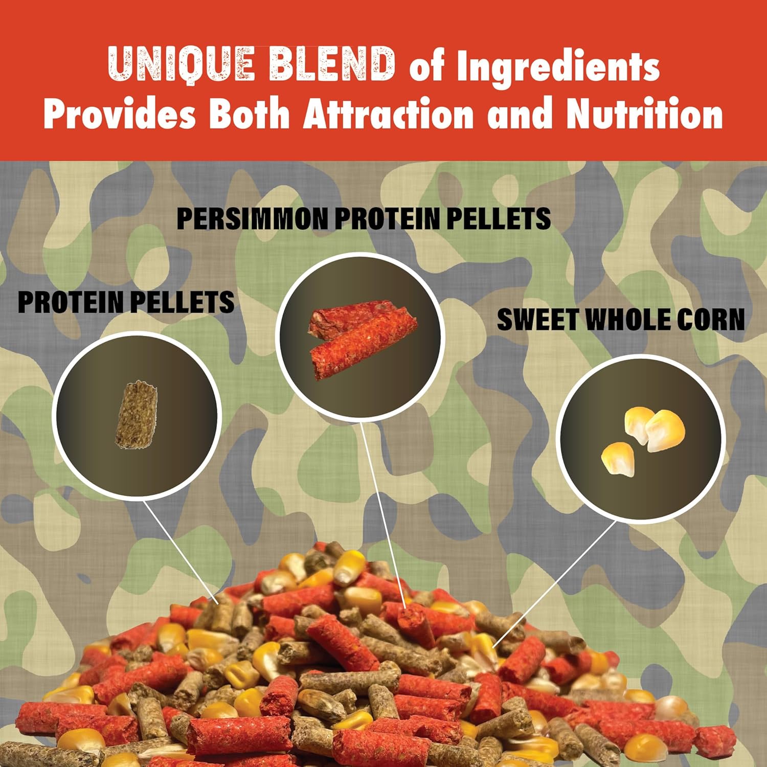 Herron Outdoors 4-4-2 Persimmon Protein Pellets & Whole Corn Deer Attractant - Feed Enhancer for Whitetail Deer - 5lbs
