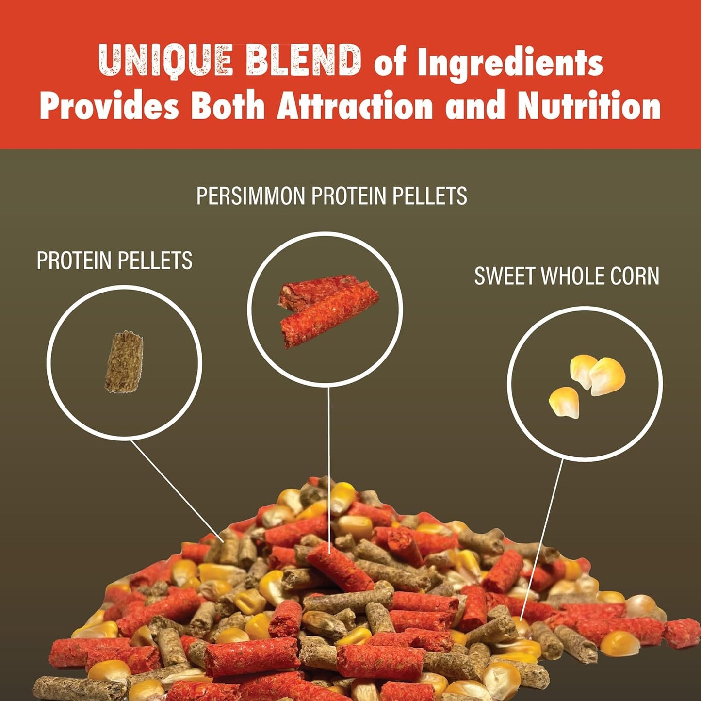 Herron Outdoors 4-4-2 Persimmon Protein Pellets & Whole Corn Deer Attractant - Feed Enhancer for Whitetail Deer - 5lbs