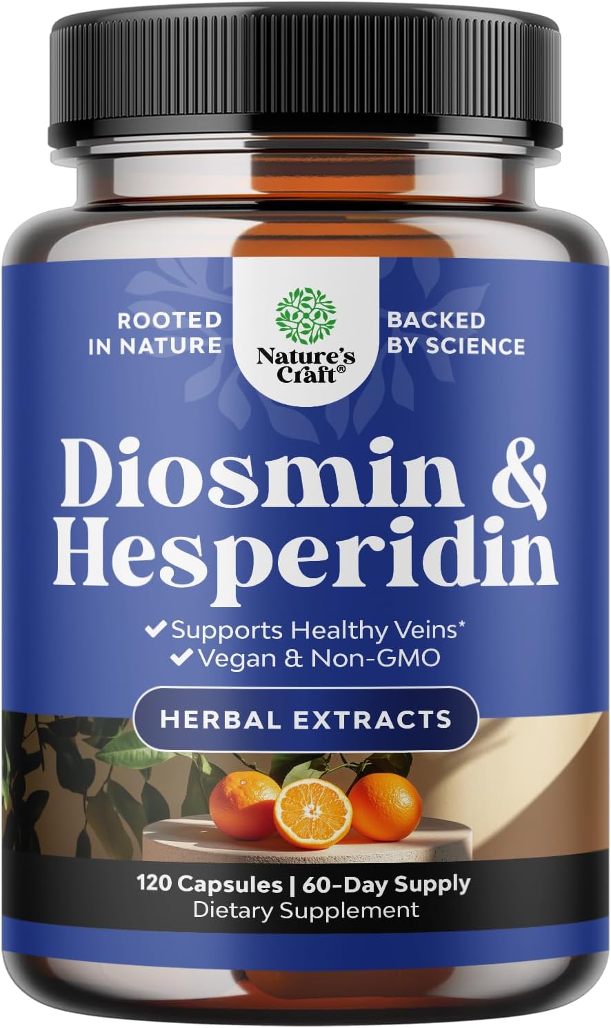 Hesperidin & Diosmin Complex 1000mg - Vein Support Supplement from Bitter Orange - ISO 17025 Lab Tested - Vegan & Gluten Free - USA Made (2 Month Supply)
