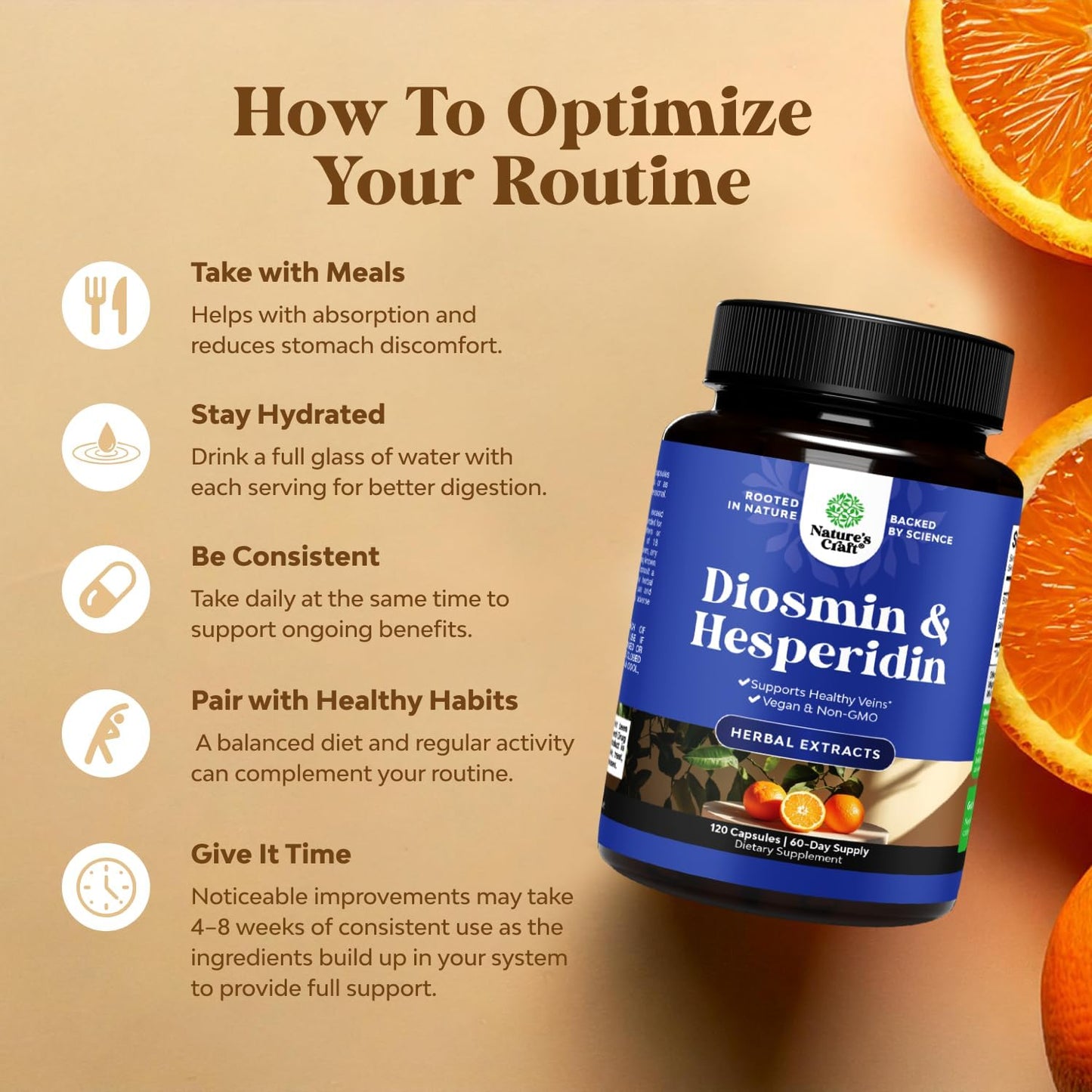 Hesperidin & Diosmin Complex 1000mg - Vein Support Supplement from Bitter Orange - ISO 17025 Lab Tested - Vegan & Gluten Free - USA Made (2 Month Supply)