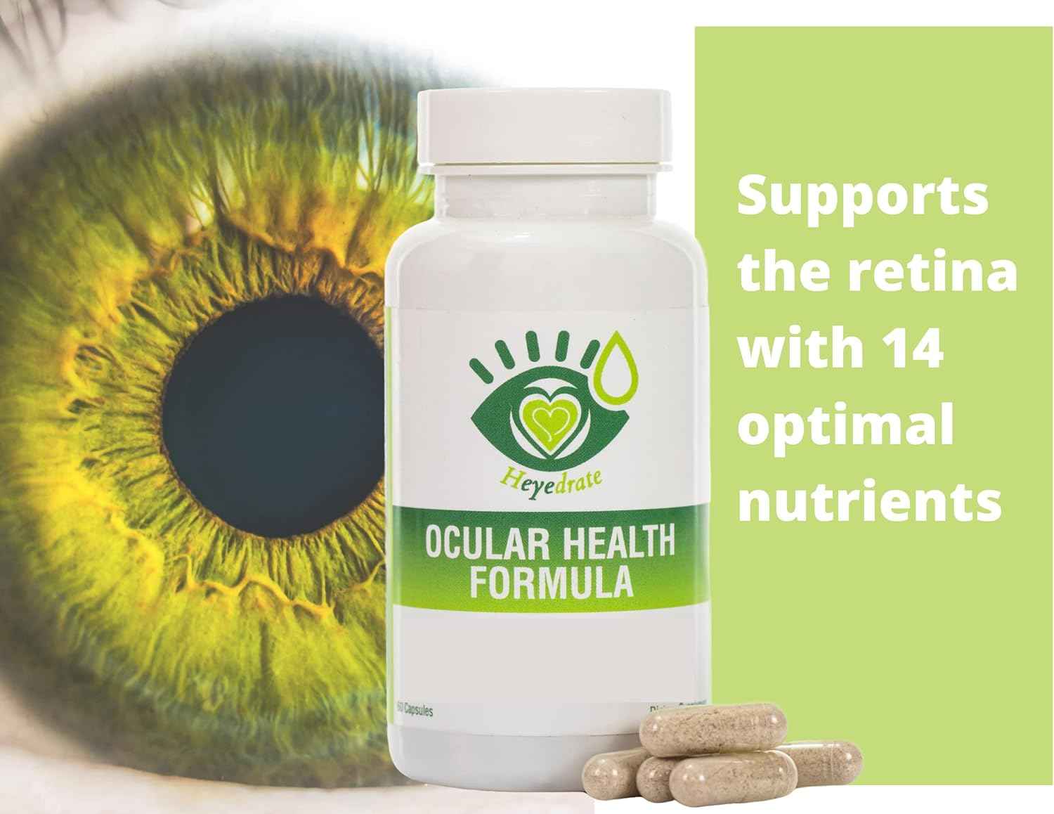 Heyedrate Ocular Health Formula - Complete Macula and Retina Support Areds 2 Formula Packed with Lutein, Zeaxanthin, and Astaxanthin (30 Day Supply)