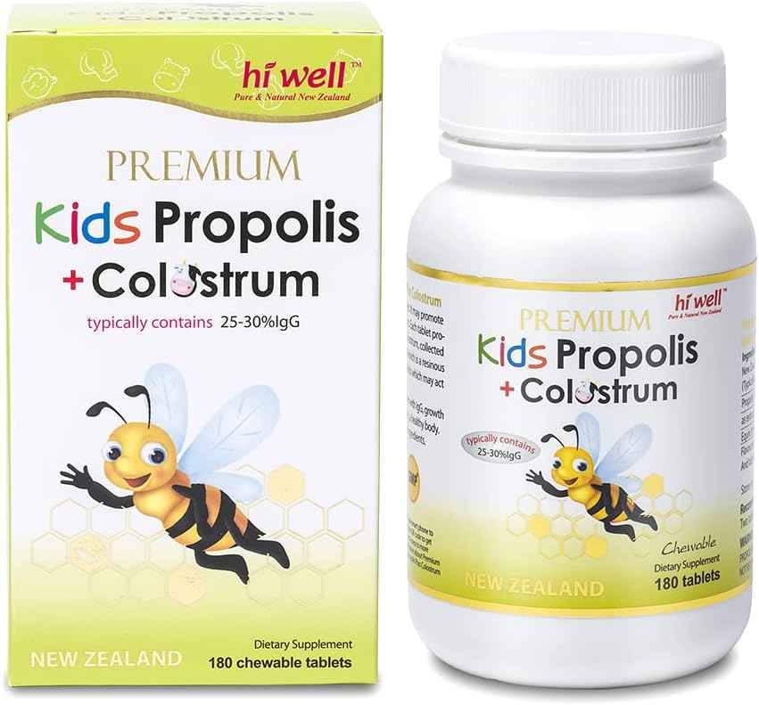 Hi Well Premium Kids Propolis + Grass-Fed Colostrum 180Tablets
