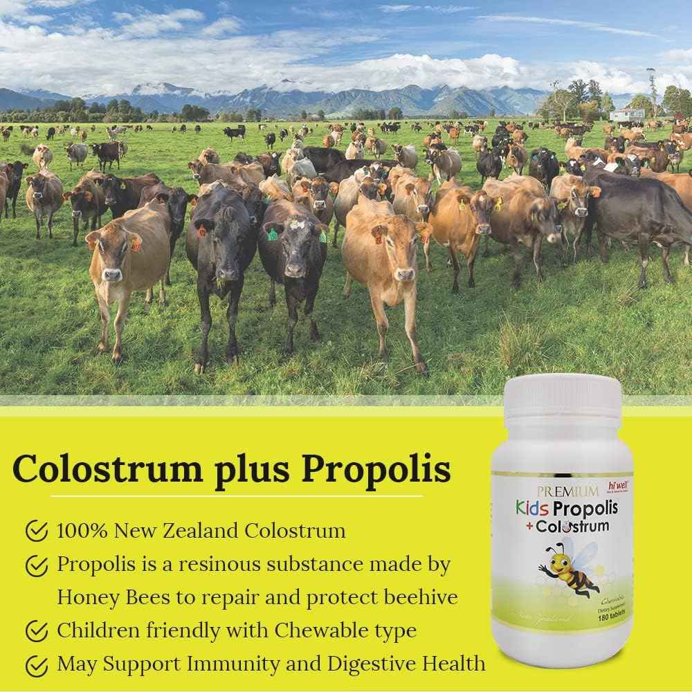 Hi Well Premium Kids Propolis + Grass-Fed Colostrum 180Tablets