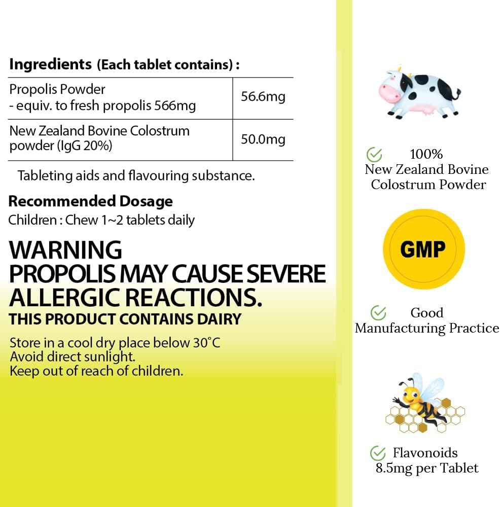 Hi Well Premium Kids Propolis + Grass-Fed Colostrum 180Tablets