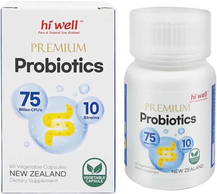 Hi Well Premium Probiotics 60 Vegetarian Capsules - Pure & Natural New Zealand Formula (Pack of 3)