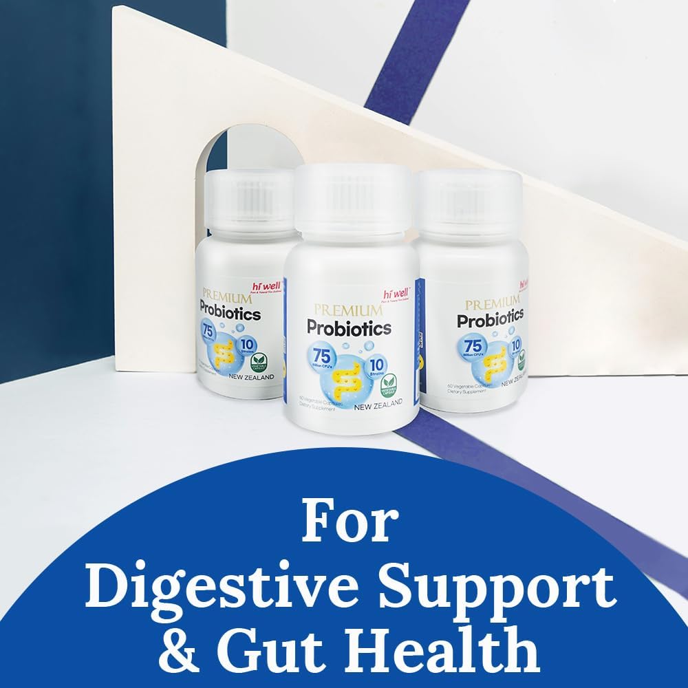 Hi Well Premium Probiotics 60 Vegetarian Capsules - Pure & Natural New Zealand Formula (Pack of 3)