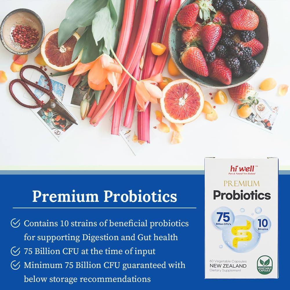 Hi Well Premium Probiotics 60 Vegetarian Capsules - Pure & Natural New Zealand Formula (Pack of 3)