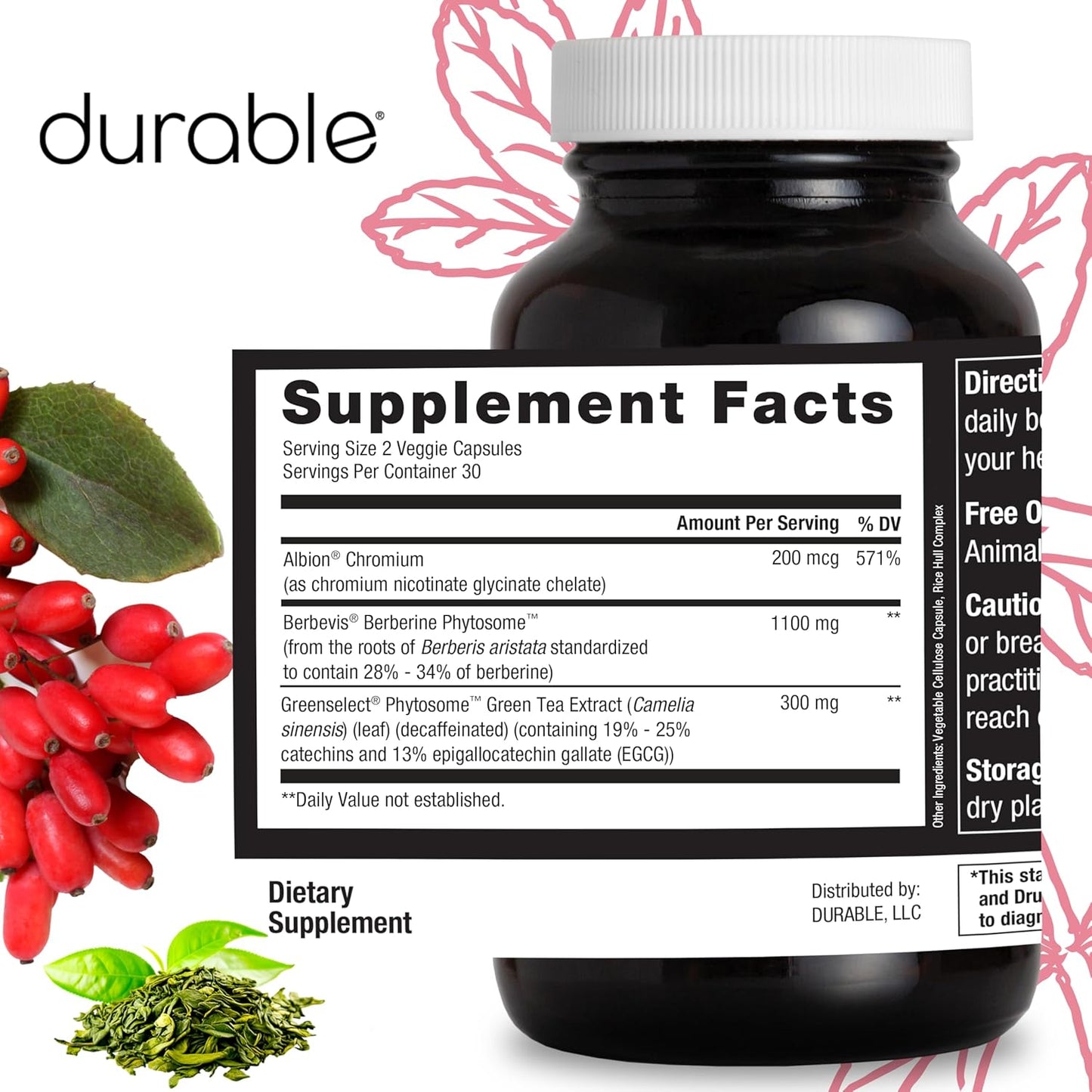 High Absorption 1,100mg Berberine Capsules for Weight & Metabolism - USA Made, 30 Day Supply