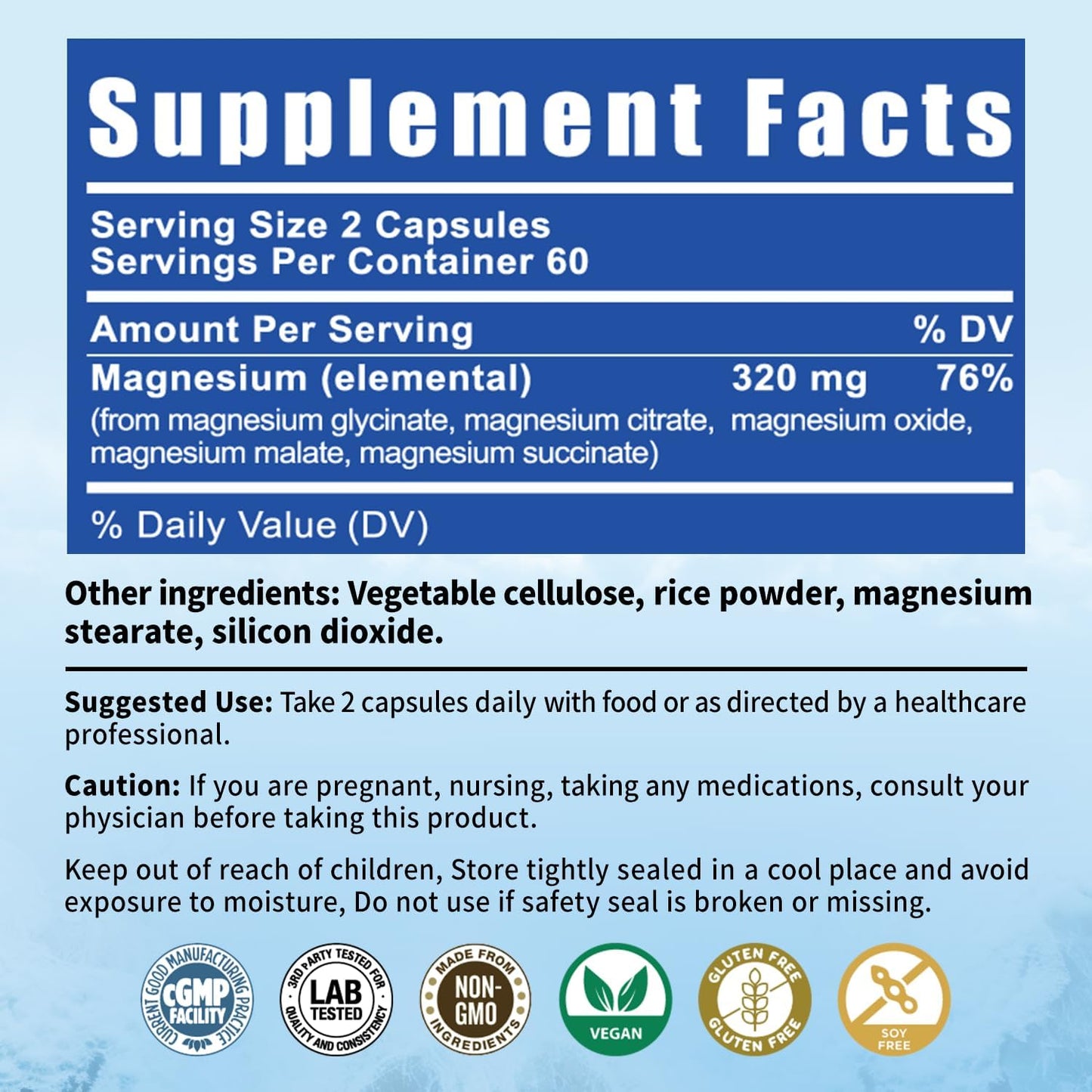 High Absorption BioBenevo Magnesium Complex - 1320mg Magnesium for Sleep, Muscle, Energy - 120 Capsules