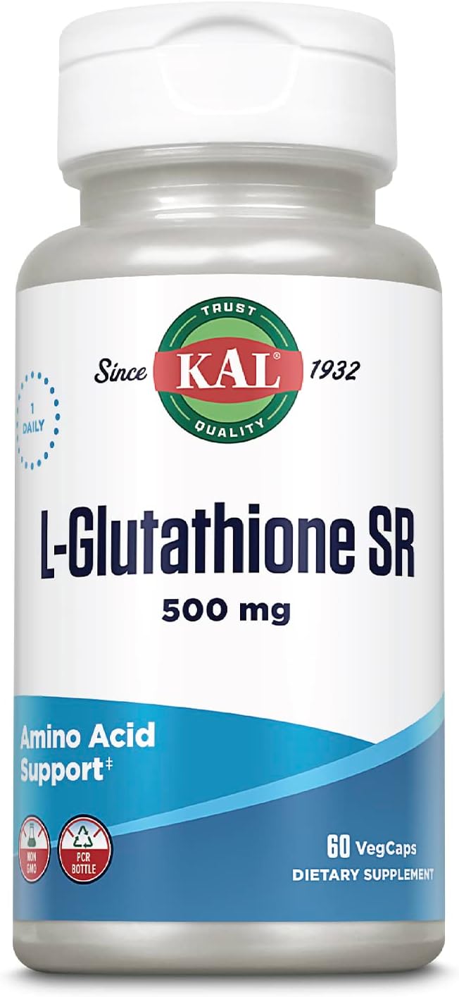 High Absorption KAL L-Glutathione SR Supplement - Lab Verified Antioxidant - 60 Servings - 60 VegCaps - 60-Day Guarantee