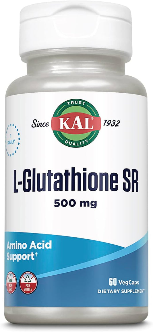 High Absorption KAL L-Glutathione SR Supplement - Lab Verified Antioxidant - 60 Servings - 60 VegCaps - 60-Day Guarantee