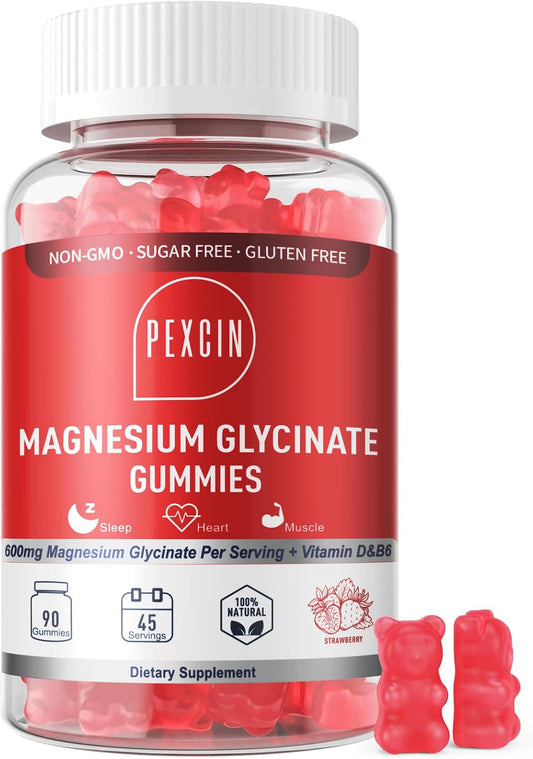 High Absorption Magnesium Glycinate Gummies - 1000mg Complex for Adults & Kids, Sugar Free with Potassium & Vitamins - Calm, Sleep, Stress Relief - 90 Count