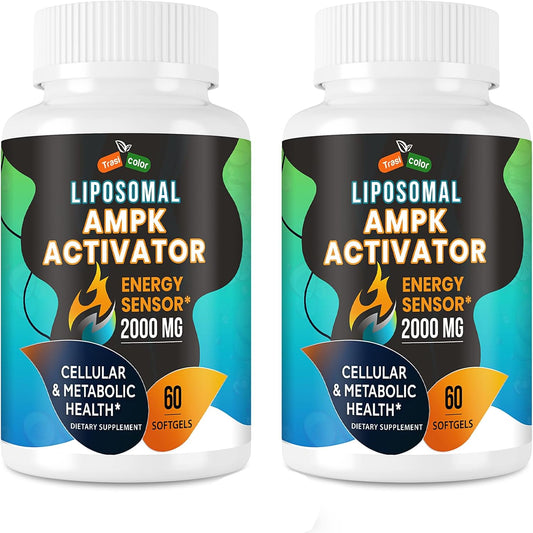 High Absorption Trasicolor AMPK Activator Supplement 2000mg Softgels - Liposomal Technology with Berberine, DIM, Resveratrol, Quercetin, Milk Thistle, Cinnamon - Energy & Cellular Support - 120 Count