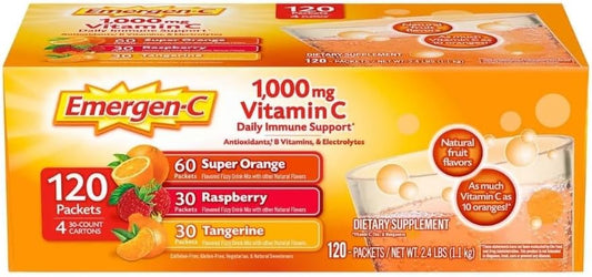 High-Dose Emergen-C Vitamin C Supplement - 120 Packets for Immune Support