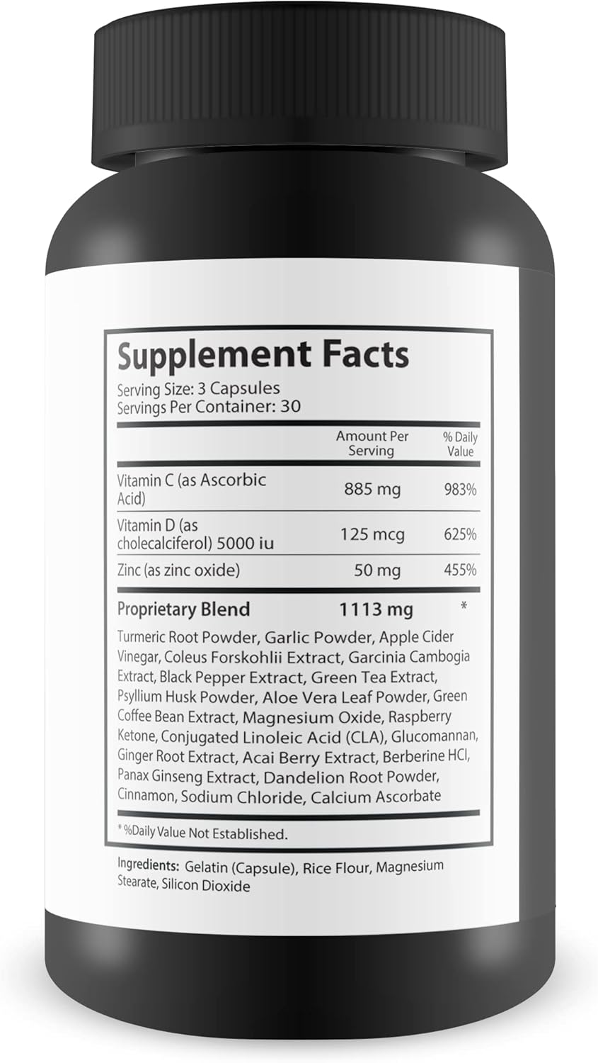 High Fiber Gut Repair Supplements with Vitamin C, Vitamin D, Turmeric, and Zinc - Promote Digestive Health and Support Gut Lining Repair - Natural Formula for Leaky Gut Repair