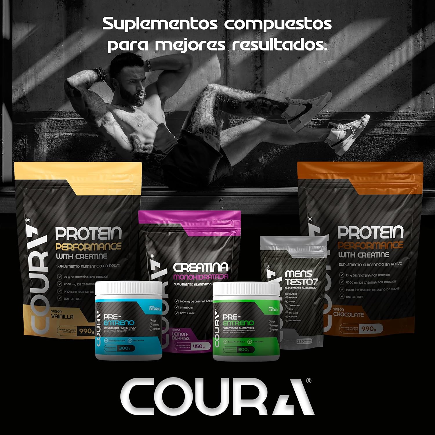 High-Performance Protein Powder with Creatine - Rich Chocolate Flavor - Ideal for Athletes - Gluten-Free - 990g