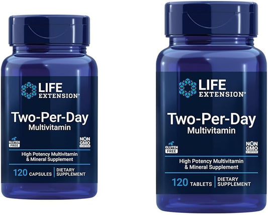 High Potency 2-Per-Day Multivitamin 240 Tablets & Capsules - Vitamin B, C, D, Zinc & 25+ Nutrients & Extracts for Life Extension