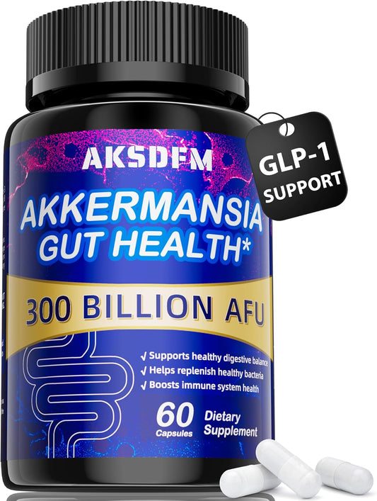 High Potency AKSDFM GLP-1 Probiotic Supplement for Digestive Health - 60 Capsules - Immune Support, Gut Lining Function, Akkermansia Muciniphila Formula