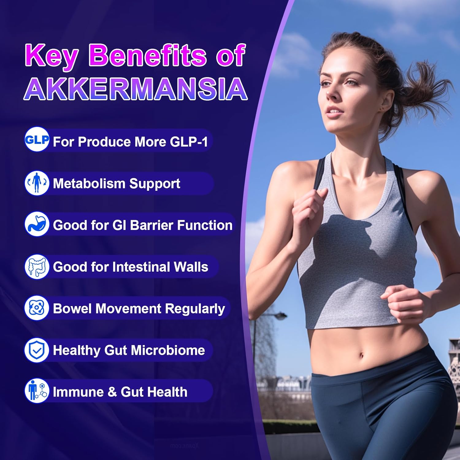 High Potency AKSDFM GLP-1 Probiotic Supplement for Digestive Health - 60 Capsules - Immune Support, Gut Lining Function, Akkermansia Muciniphila Formula