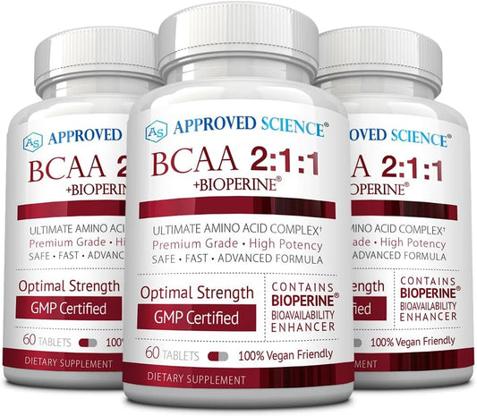 High Potency BCAA Supplement Tablets - 180 Count - 2400mg - Boost Performance and Muscle Growth - L-Leucine, L-Isoleucine, L-Valine - USA Made, Non-GMO
