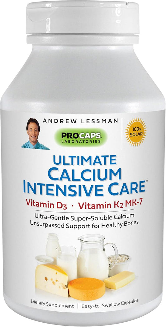 High-Potency Calcium Intensive Care with Vitamin D3 and K2 MK7-120 mcg - 720 Capsules - Supports Bone and Skeleton Health. Gentle, Easy-to-Swallow Formula with No Additives. Super Soluble for Maximum Absorption.