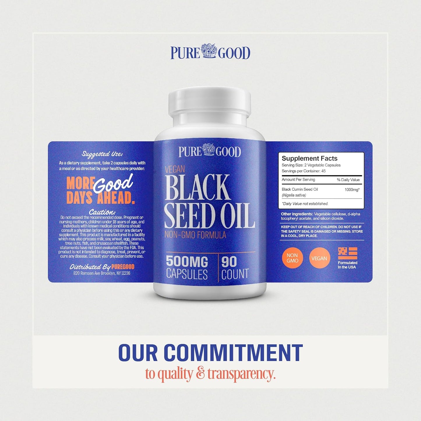 High Potency Cold Pressed Black Seed Oil Capsules, 500 Mg, 90 Count - Digestive Aid, Non GMO Pure Black Cumin Seed Oil