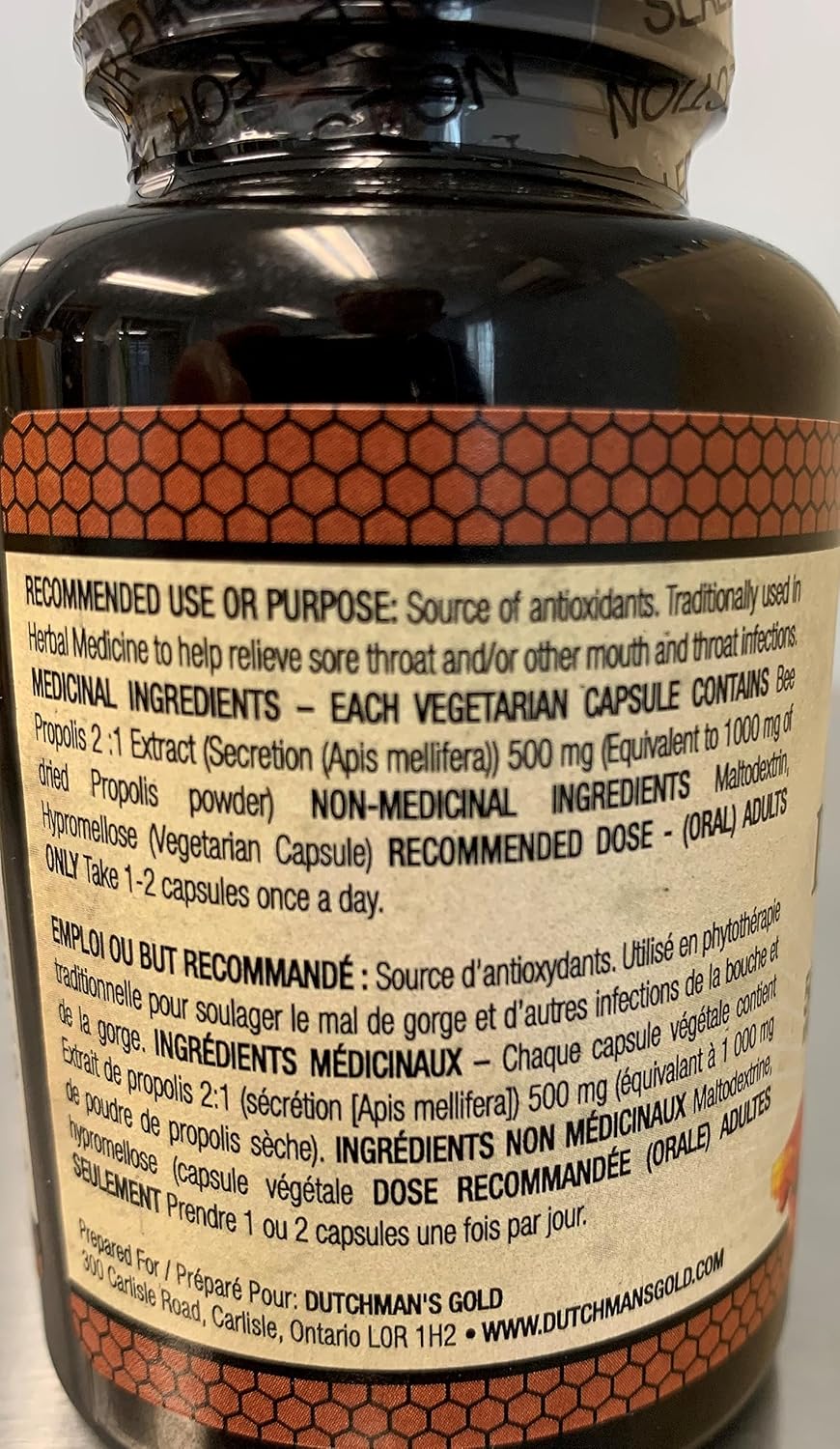 High Potency Dutchman's Gold Propolis Capsules - 90 Count, 500mg - Double Concentration Formula