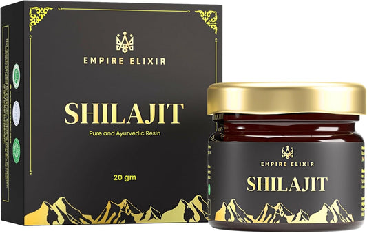 High Potency Gold Grade Shilajit Resin 20g Jar | Pure Himalayan Mineral Supplement for Energy Boost & Immune Support | 75% Fulvic Acid | Men & Women - Empire Elixir