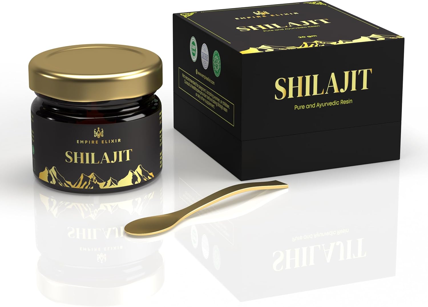 High Potency Gold Grade Shilajit Resin 20g Jar | Pure Himalayan Mineral Supplement for Energy Boost & Immune Support | 75% Fulvic Acid | Men & Women - Empire Elixir