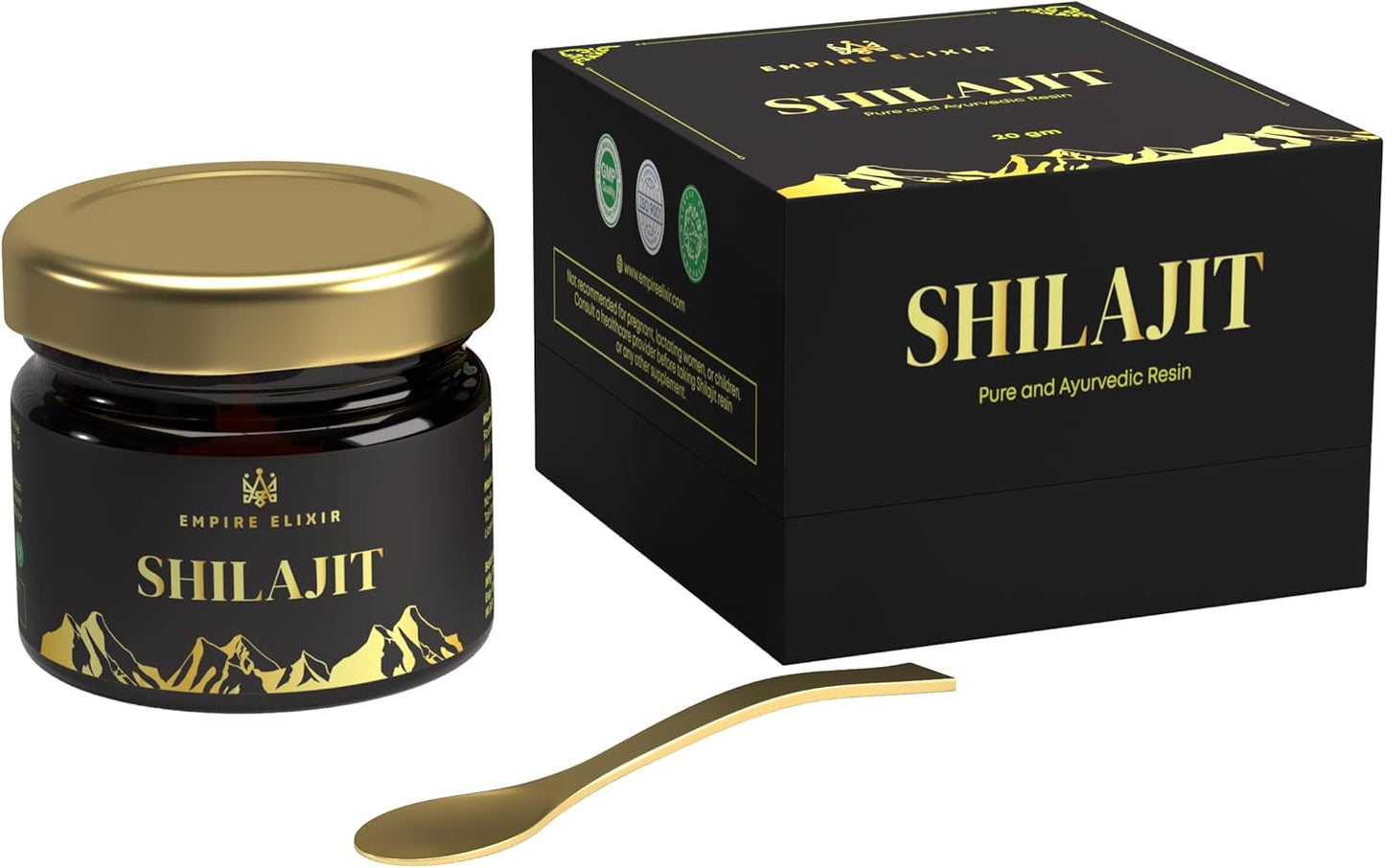 High Potency Gold Grade Shilajit Resin 20g Jar | Pure Himalayan Mineral Supplement for Energy Boost & Immune Support | 75% Fulvic Acid | Men & Women - Empire Elixir