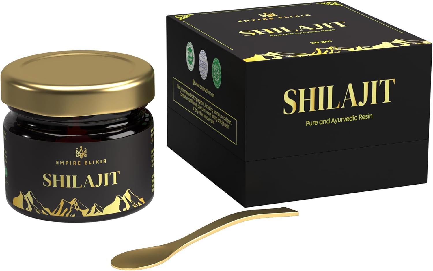High Potency Gold Grade Shilajit Resin 20g Jar | Pure Himalayan Mineral Supplement for Energy Boost & Immune Support | 75% Fulvic Acid | Men & Women - Empire Elixir