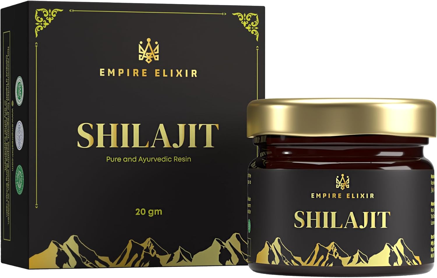 High Potency Gold Grade Shilajit Resin 20g Jar | Pure Himalayan Mineral Supplement for Energy Boost & Immune Support | 75% Fulvic Acid | Men & Women - Empire Elixir