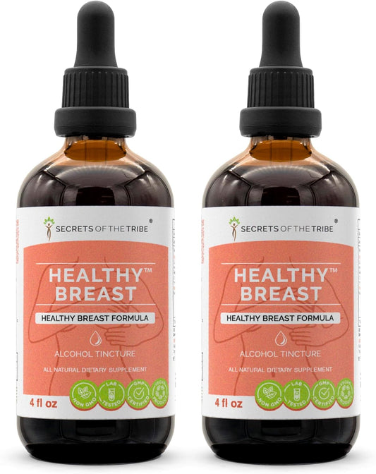 High-Potency Healthy Breast Alcohol Extract Tincture with Burdock, Vitex, Wild Yam, Red Clover, Chamomile, Yarrow - 2x4 oz